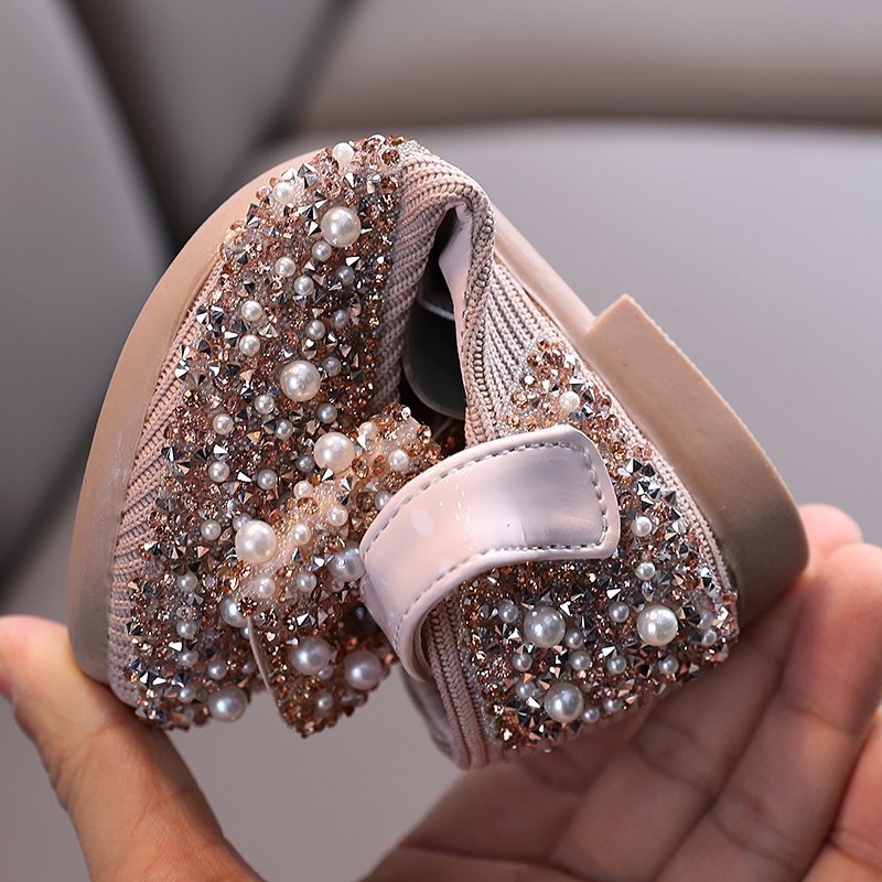 Baby Lane: Trendy Girls' Leather Princess Shoes – Rhinestone Detail