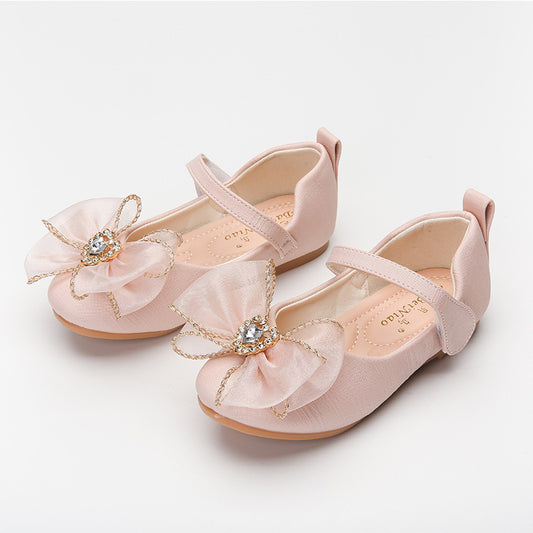 Baby Lane: Adorable Rhinestone Bow Flat Shoes for Girls – Perfect for Spring