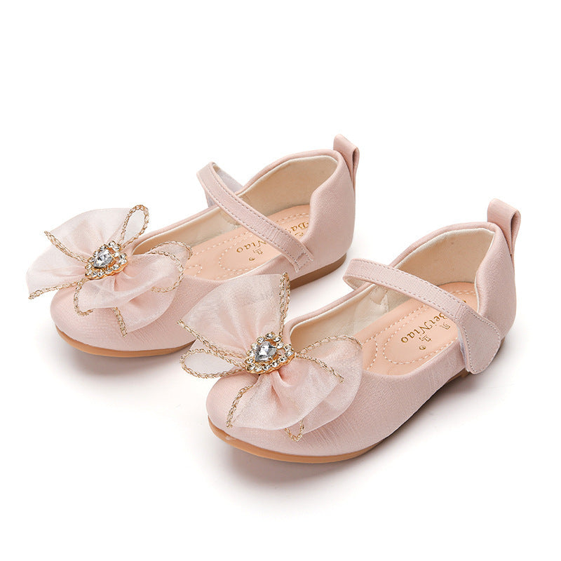 Baby Lane: Adorable Rhinestone Bow Flat Shoes for Girls – Perfect for Spring