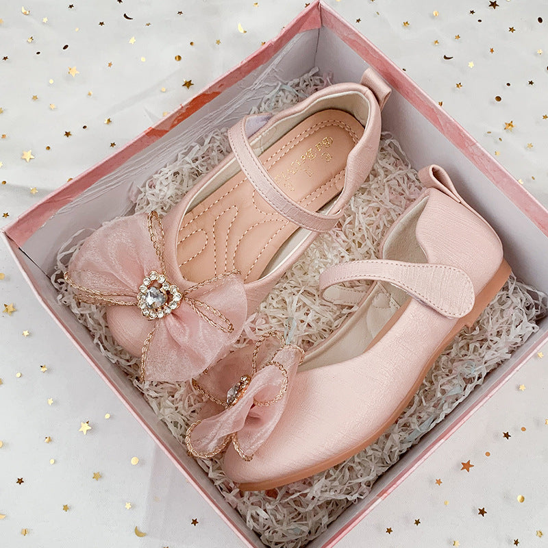 Baby Lane: Adorable Rhinestone Bow Flat Shoes for Girls – Perfect for Spring