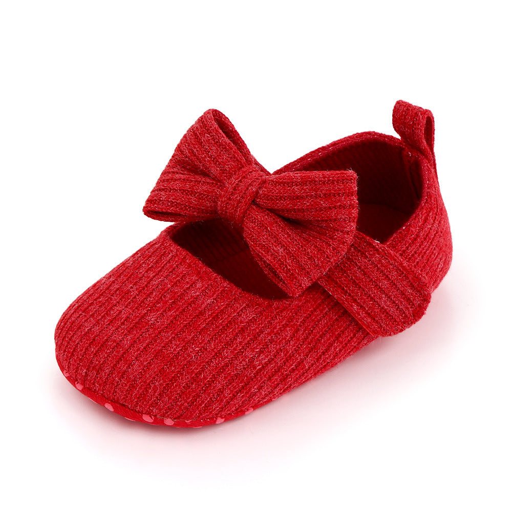 Baby Lane Princess Bowknot Woolen Moccasins – Cute Baby Shoes