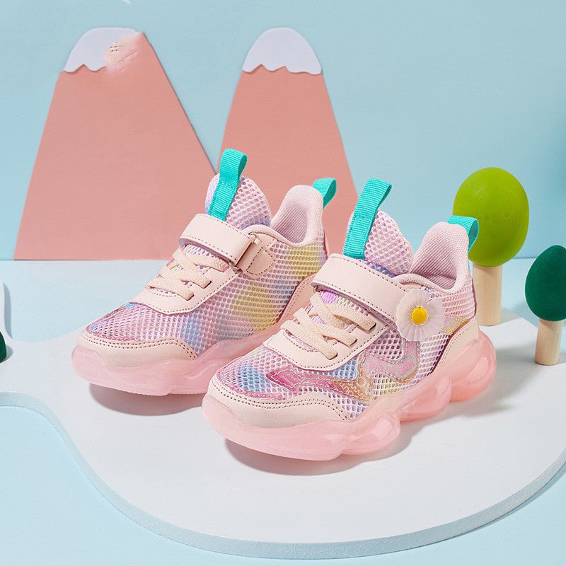 Baby Lane: Trendy Mesh Sneakers for Girls – Single Design with Charming Flowers