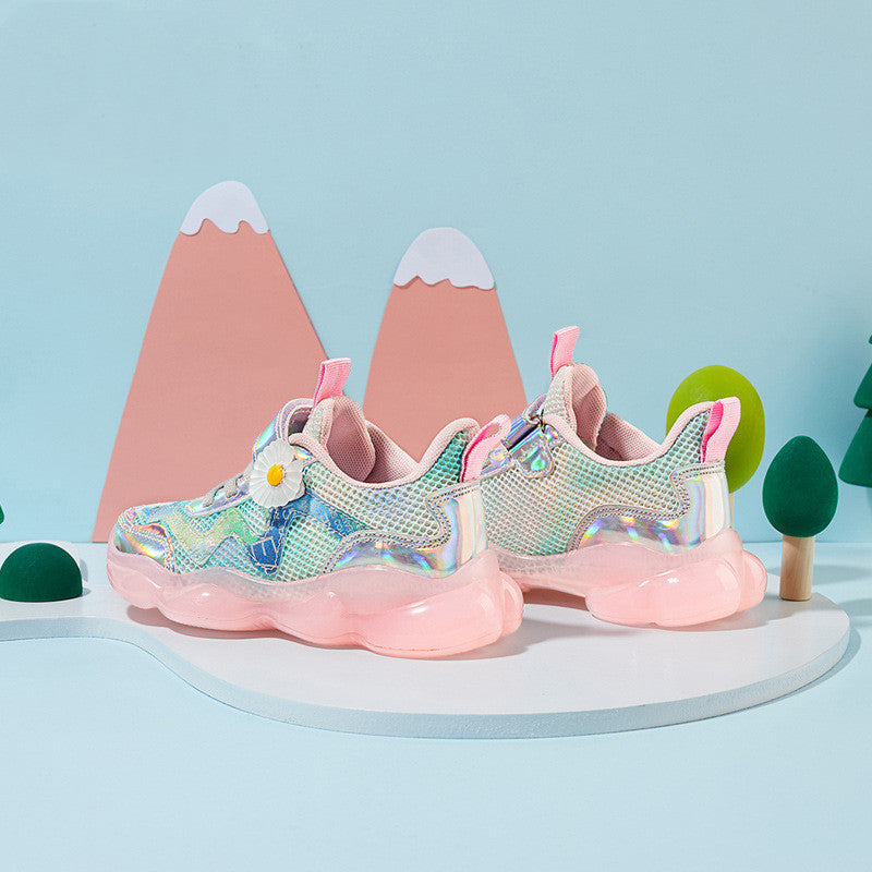 Baby Lane: Trendy Mesh Sneakers for Girls – Single Design with Charming Flowers