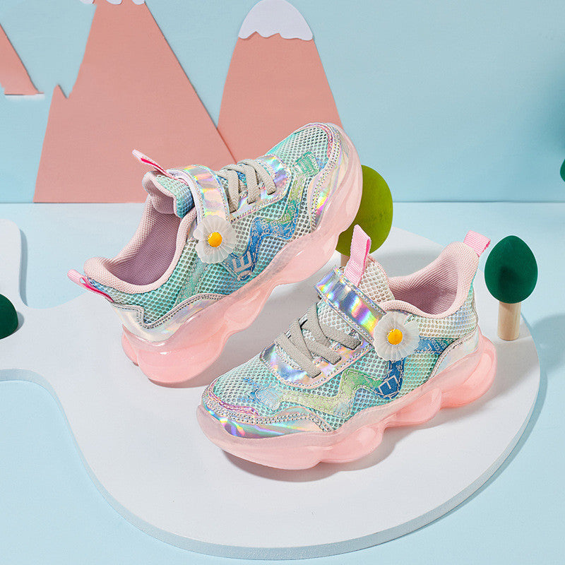 Baby Lane: Trendy Mesh Sneakers for Girls – Single Design with Charming Flowers