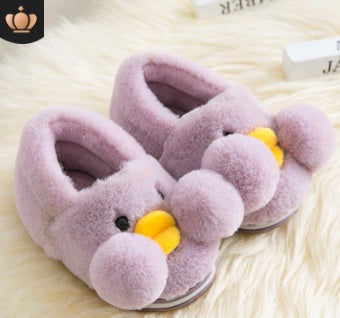 Baby Lane: Cartoon Cotton Slippers for Kids – Cozy Yellow Duck Design