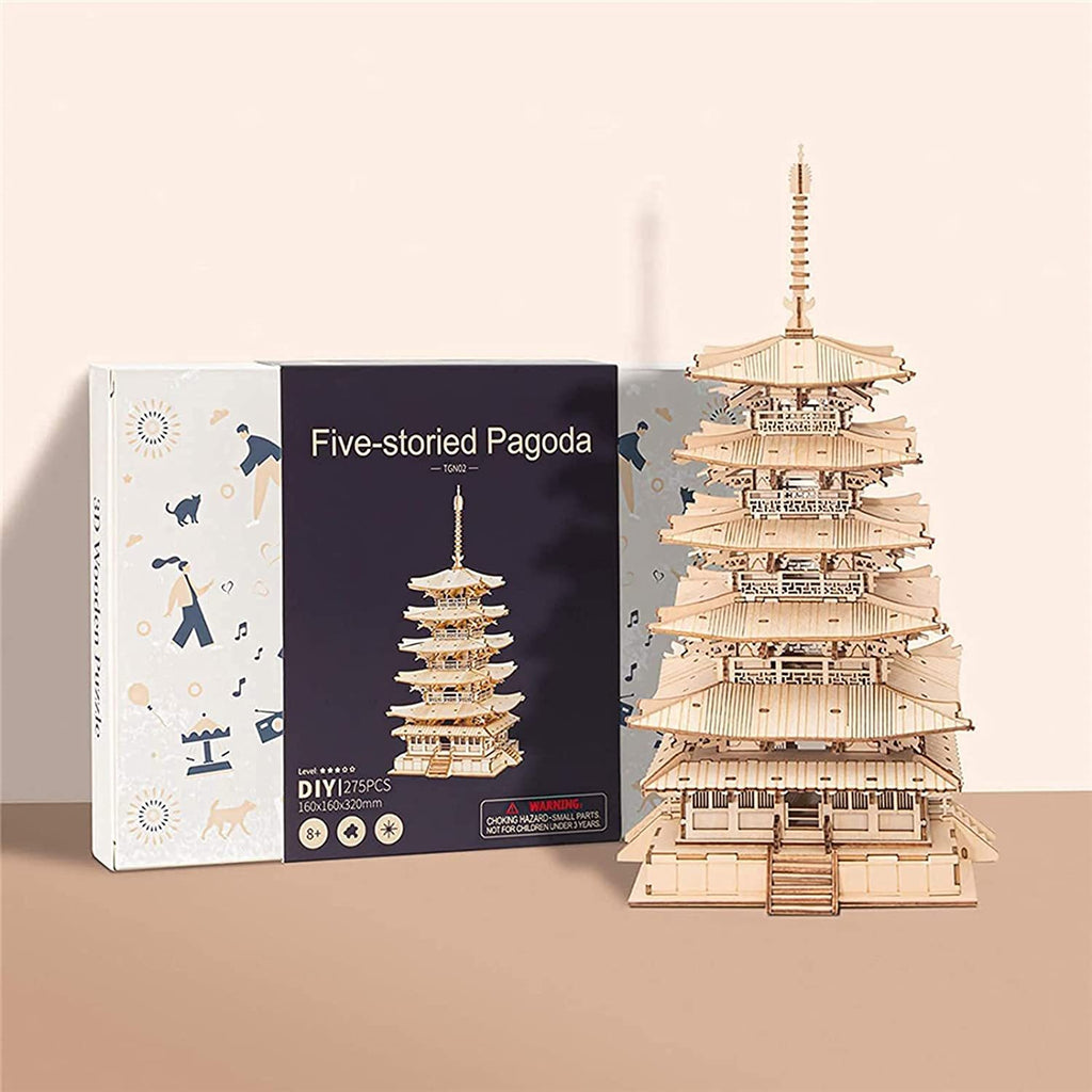 Baby Lane Five-Storied Pagoda Puzzle: 3D Wooden Toy for Children’s Gifts