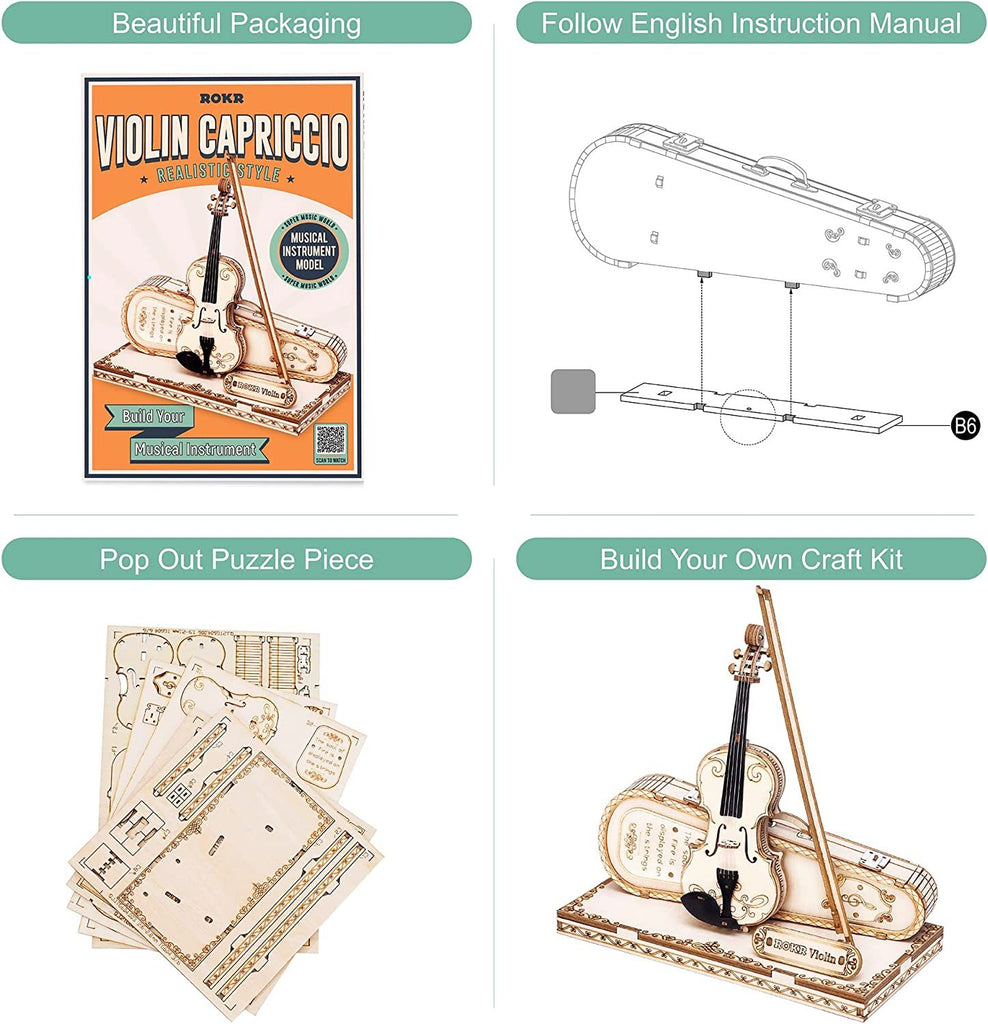 Baby Lane ROKR Violin Capriccio: 3D Wooden Puzzle for Kids - TG604K