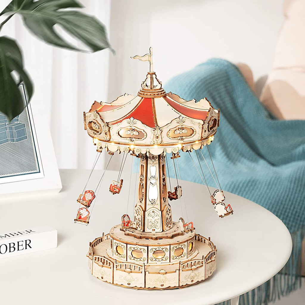 Baby Lane Robotime Rokr Magic Swing Ride: Creative 3D Wooden Puzzle and Music Box