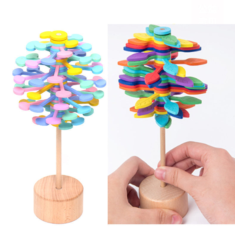 Baby Lane Solid Wood Rotating Lollipop: Fun Decompression Ornaments Toy