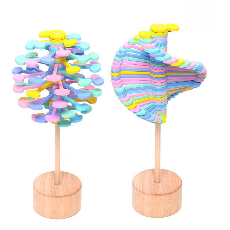 Baby Lane Solid Wood Rotating Lollipop: Fun Decompression Ornaments Toy