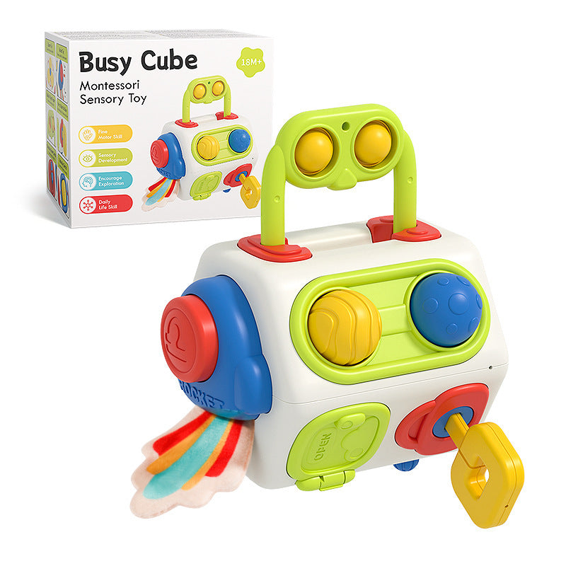 Babylane Montessori Sensory Busy Cube | 9-in-1 Fidget Toy for 1-3 Year Olds