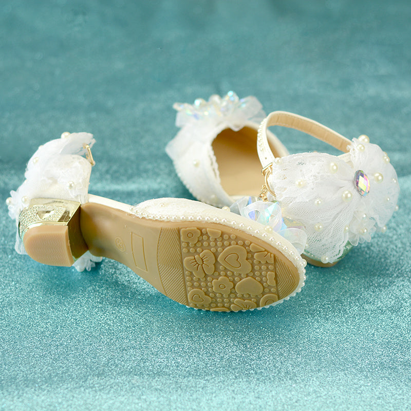 Baby Lane: Stylish Girls' Leather Shoes with High Heels and Crystal Accents