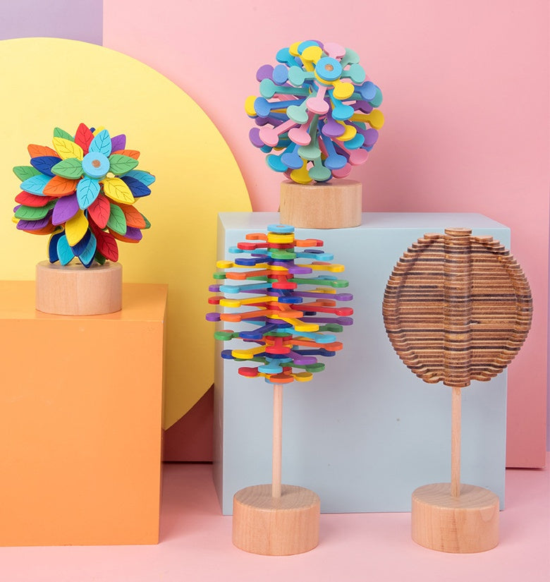 Baby Lane Solid Wood Rotating Lollipop: Fun Decompression Ornaments Toy