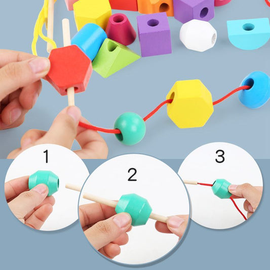 Baby Lane String Matching Blocks and Geometric Shape Pole Set for Kids!