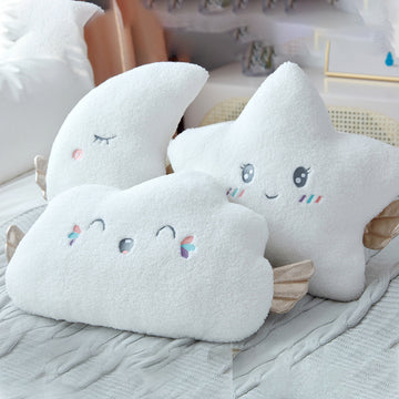 Babylane Plush Pillow for Kids | Angel Cloud with Moon & Star Design for Comfort