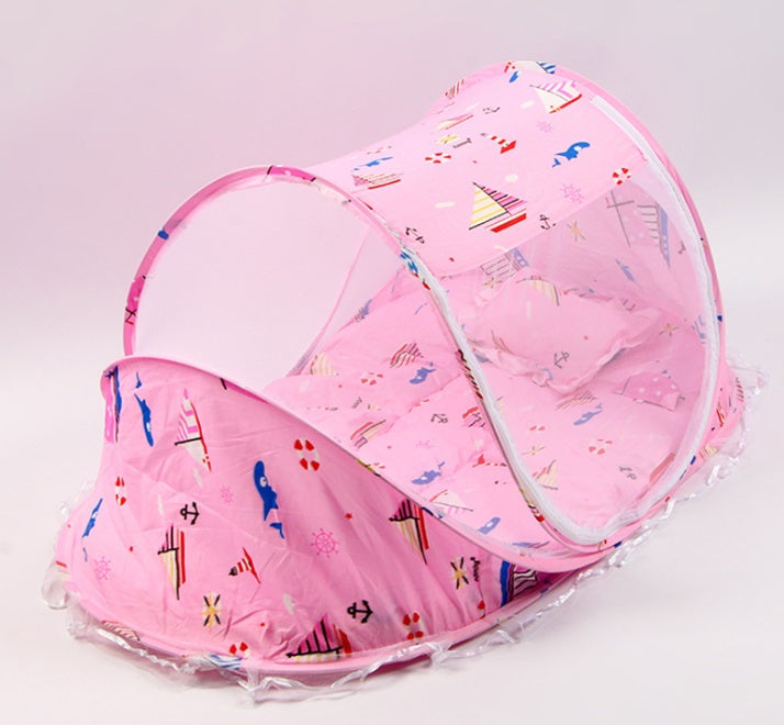 Baby Lane Portable Baby Bed Net with Pillow: Foldable 2-Piece Set!