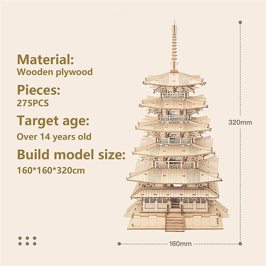 Baby Lane Five-Storied Pagoda Puzzle: 3D Wooden Toy for Children’s Gifts
