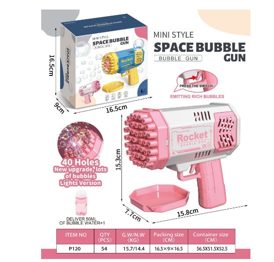 Baby Lane Rocket Bubble Gun: Fun 69 Holes Blower Toy for Kids
