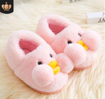 Baby Lane: Cartoon Cotton Slippers for Kids – Cozy Yellow Duck Design