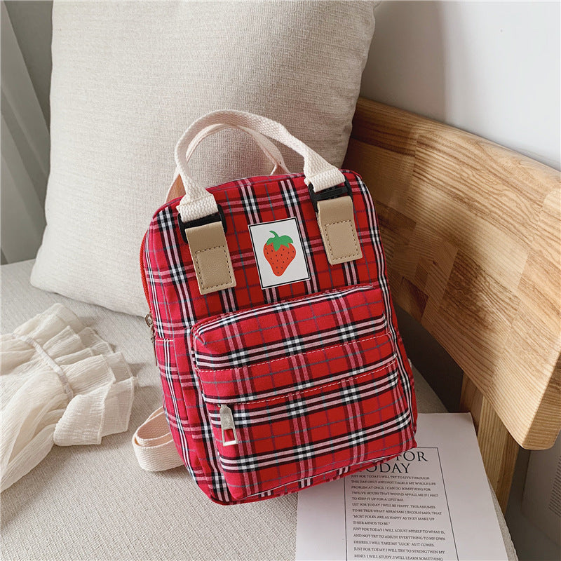 Babylane Mini Cartoon Checked Backpack: Stylish for Kids!