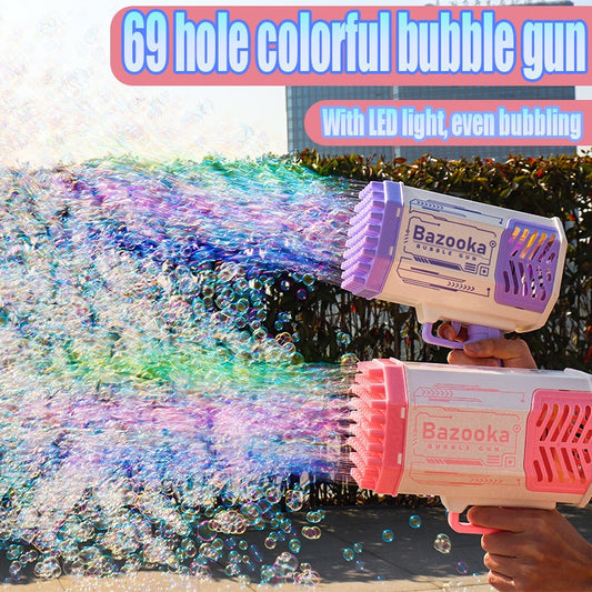 Baby Lane Rocket Bubble Gun: Fun 69 Holes Blower Toy for Kids