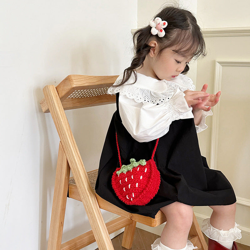 Baby Lane Handmade Knitted Strawberry Crossbody Bag – Cute and Cozy!