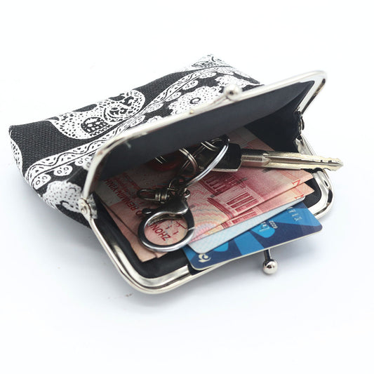 Baby Lane Stylish National Wind Zero Wallet – Canvas Elephant Design for Women!