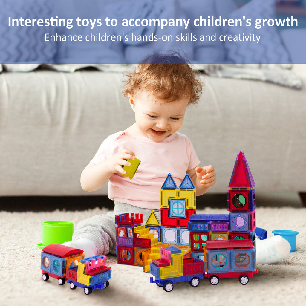Baby Lane 149 PCS Magnetic Building Tiles Set: 3D STEM Toys with Cars for Kids' Creativity
