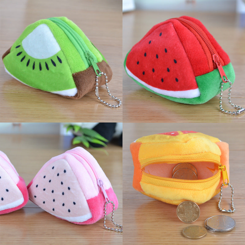 Baby Lane Cute Triangle Fruit Plush Wallet – Ideal for Coins and Keys