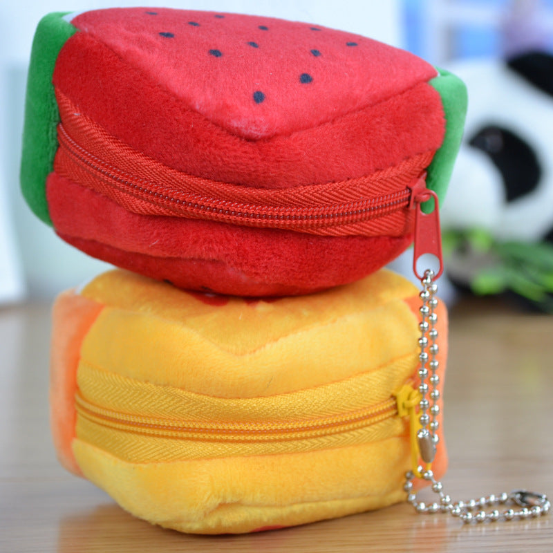 Baby Lane Cute Triangle Fruit Plush Wallet – Ideal for Coins and Keys