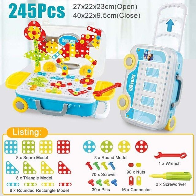 Babylane Kids Electric Drill Toy Set | 132/308Pcs DIY Educational Puzzle