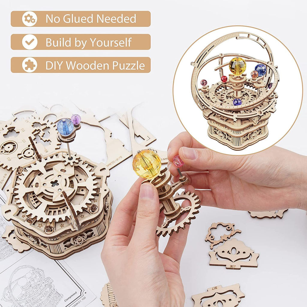 Baby Lane ROKR Starry Night Music Box: Creative 3D Wooden Assembly Kit - AMK51