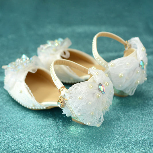 Baby Lane: Stylish Girls' Leather Shoes with High Heels and Crystal Accents
