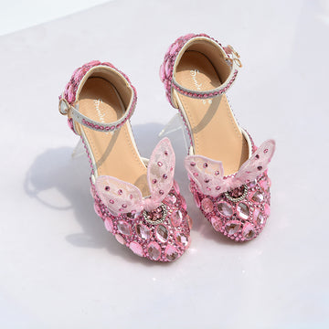 Baby Lane: Dazzling Crystal High Heels for Girls – Perfect for Stage Shows