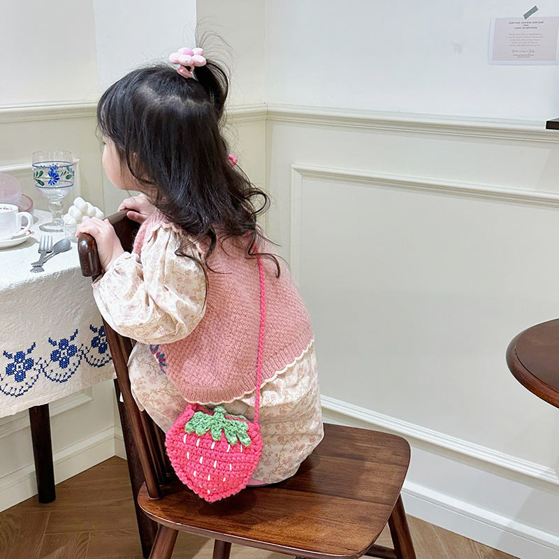 Baby Lane Handmade Knitted Strawberry Crossbody Bag – Cute and Cozy!
