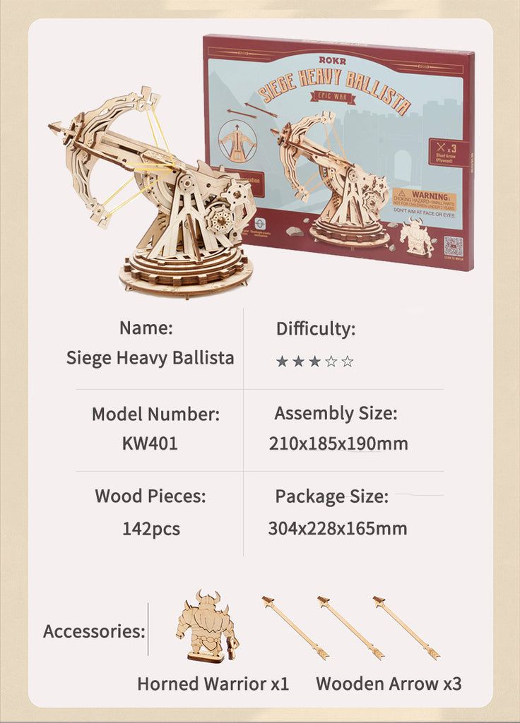 Baby Lane Robotime ROKR KW401: Fun Siege Heavy Ballista Wooden Puzzle for Children