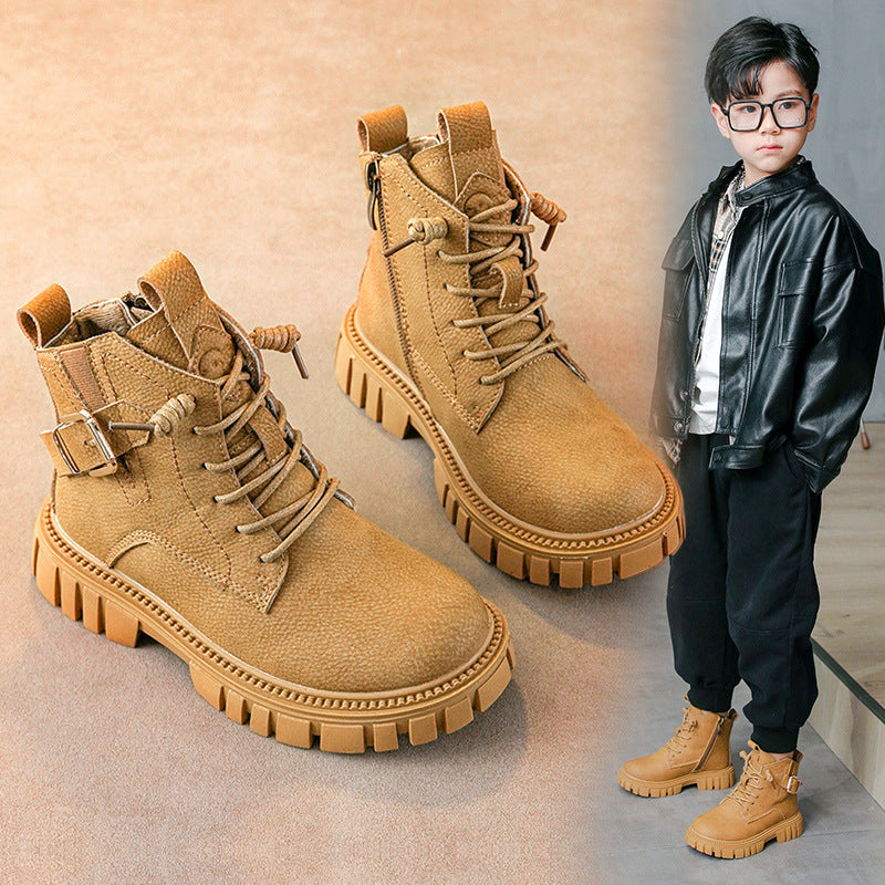 Baby Lane Boys' Martin Boots – Plus Fleece for Cozy Autumn and Winter!