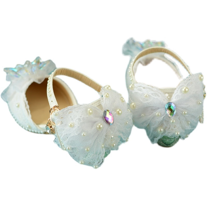 Baby Lane: Stylish Girls' Leather Shoes with High Heels and Crystal Accents