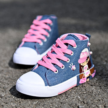 Baby Lane: Adorable Girls' Canvas Sneakers – Trendy and Comfortable