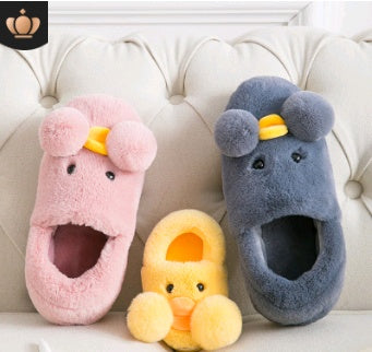 Baby Lane: Cartoon Cotton Slippers for Kids – Cozy Yellow Duck Design