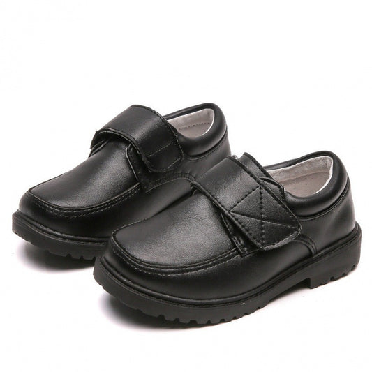 Babylane British Leather Shoes for Boys: Black Velcro Style for Students