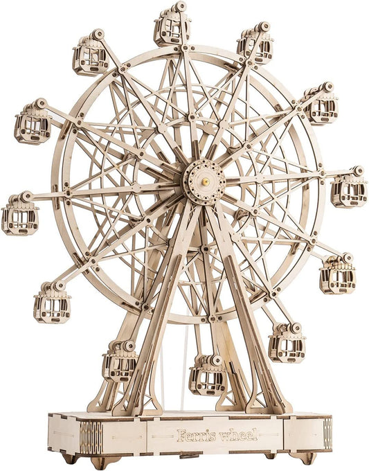 Baby Lane Wooden Ferris Wheel Model: DIY Rotatable Toy with Music for Children