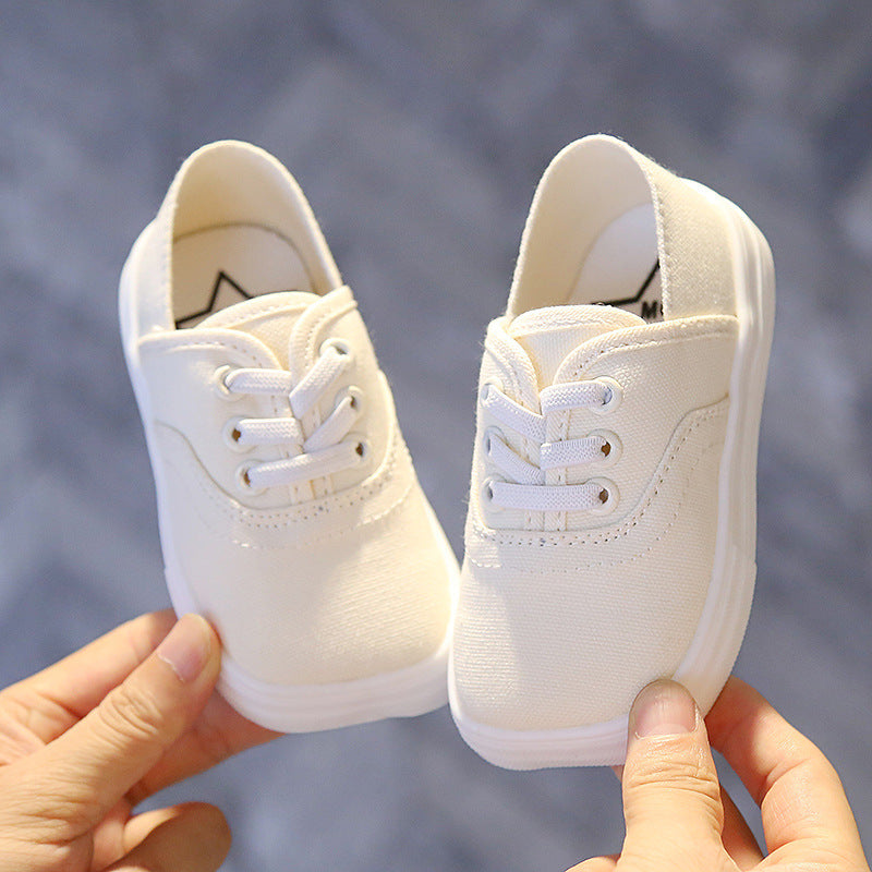 Babylane Baby Boys’ White Canvas Board Shoes: Korean Style for Little Ones