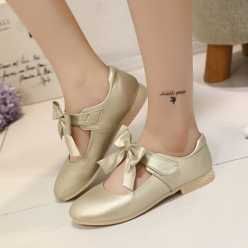 Baby Lane: Stylish Girls' White Leather Princess Shoes with Bowknot Detail