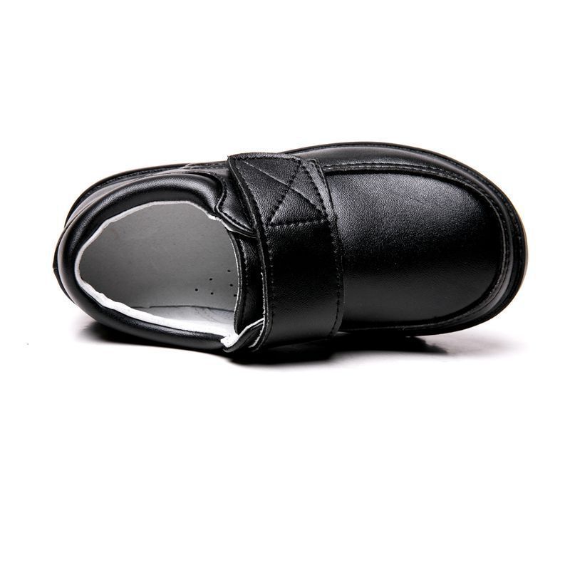Babylane British Leather Shoes for Boys: Black Velcro Style for Students