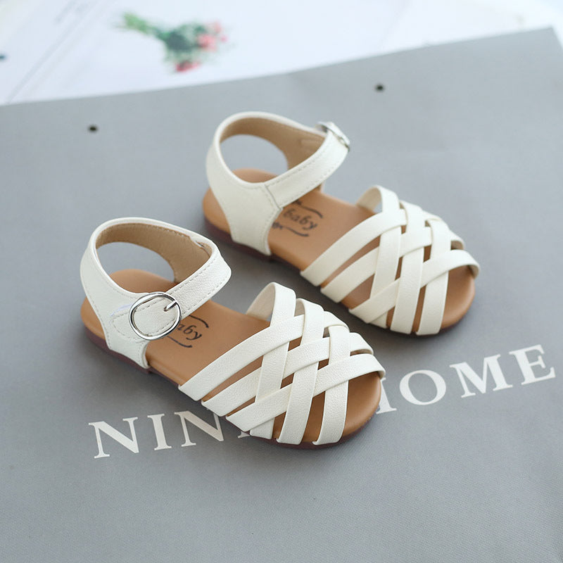 Baby Lane: Comfortable Kids' Woven Sandals – Buckle Toe Soft Sole Design
