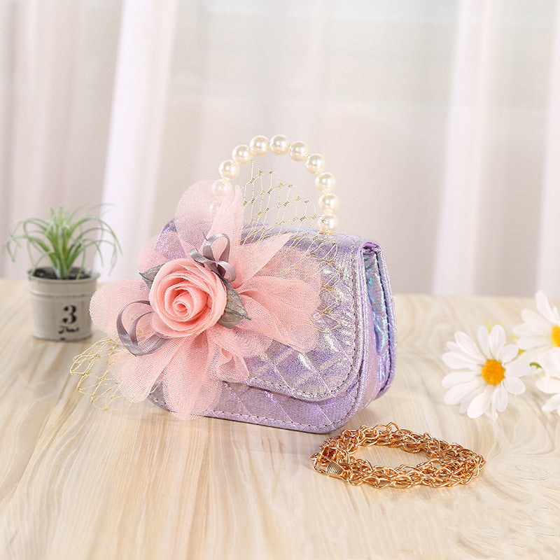 Baby Lane Portable Diagonal Bag – Flower Knitted with Pearl Details