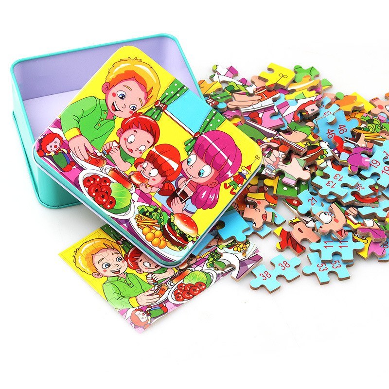 Baby Lane 80 PCS Wooden Animal Puzzle: Engaging Educational Toys for Kids