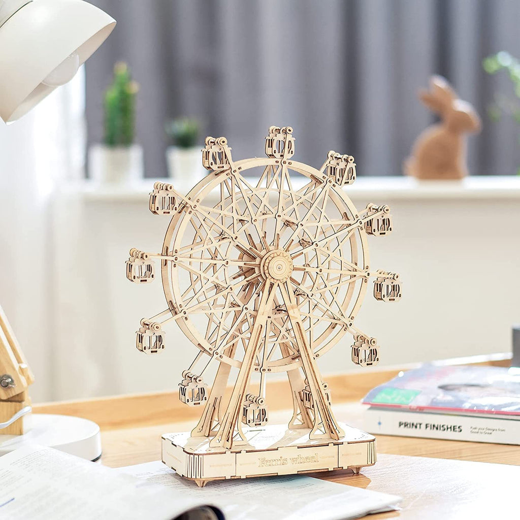 Baby Lane Wooden Ferris Wheel Model: DIY Rotatable Toy with Music for Children