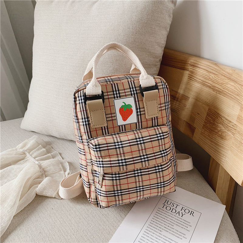 Babylane Mini Cartoon Checked Backpack: Stylish for Kids!